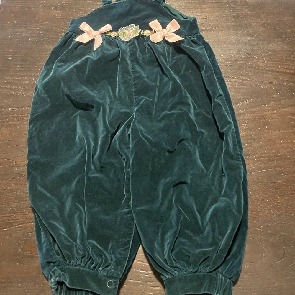 Green Velvet Long Bubble Jumpsuit